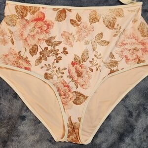 Aerie Light Pink Floral High-Waisted Bikini Bottoms